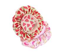 NOLITOY Gorros de Dormir de Satén para Niños 4 Piezas Tamaño Estándar Respirables para Ñiño Uso Nocturno y Ducha Diseño Elástico Rosa Estampado de Delfines y Sandías