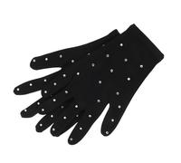 NOLITOY Guantes para Patinaje Artístico con Diseño Brillante y Tela Elástica, con Decoración de Gemas para Competencias y Presentaciones Profesionales en Color Negro