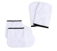NOLITOY Guantes y Botines de Parafina 4 Piezas Talla Única para Spa Manos y Pies Cubiertos Térmicos Nutritivos Cuidado Personal Hidratante Profesional