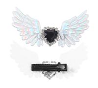 NOLITOY Hebillas para Zapatos Decorativas Clip de Alas de Ángel Góticas, Joyas para Zapatillas Deportivas en Metal Plateado, Accesorios para Cosplay y Fiestas, Par Único