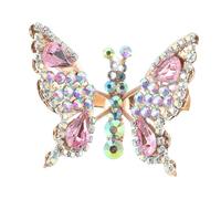 NOLITOY Horquilla Con Ala De Insecto y Brillantes Gemas De Imitación Elegante Pasador De Pelo Para Mujer Para Uso Diario o Eventos Especiales Color Rosa Material Metálico Accesorios De Pei