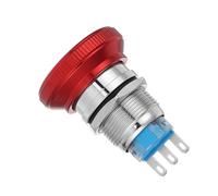 NOLITOY Interruptor de Emergencia Botón Pulsador de Parada de Emergencia Metálico Rojo de 19 mm, 3 Pines, Cabeza de Hongo, Reinicio por, para Generador e Industrial