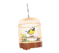 NOLITOY Jaula de Pájaros Interactiva Eléctrica Sonido Activado por Voz, Juguete de Simulación, Decoración para Jardín y Hogar, Modelo 507 Azul y Amarillo