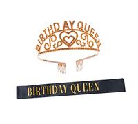 NOLITOY Juego De 2 Coronas Doradas Cumpleaños Feliz Tiara Ajustable Accesorios Fiestas