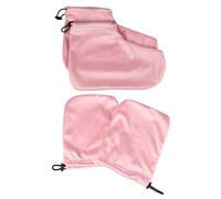 NOLITOY Juego de 2 Pares de Guantes y Cubiertas de Pie de Algodón y Felpa para Terapia de Cera en Casa, Color Rosa, Que Maximiza la Absorción de Humedad y Mantiene la Cera Caliente