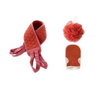 NOLITOY Juego de 3 Esponjas de Baño para Espalda Tiras Largas y Dos Aros para Manos, Fibra Esponjosa para Limpieza Profunda y Exfoliación, Adecuado para Hombres y Mujeres
