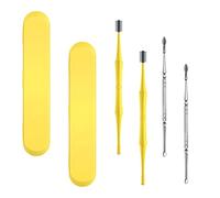 NOLITOY Juego de 4 Piezas Palillos de Oreja en Espiral de Acero Inoxidable, Kit Doble para Eliminar Cerumen con Mango Antideslizante, Caja de Almacenamiento, Cuidado Diario y Viaje,