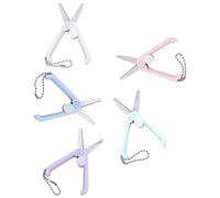 NOLITOY Juego de 5 Mini Tijeras Portátiles de Seguridad para Manualidades y Costura Tijeras Pequeñas Plegables de Acero Inoxidable Colores Surtidos Rosa Verde Azul Morado Gris