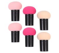 NOLITOY Juego de 6 Esponjas de Maquillaje de Doble Uso para Base y Sombras, Esponja Grande Diseño Cabeza de Hongo, Material Suave para Aplicación Seca y Húmeda, Tonos Piel, Rosa y Fucsia,