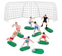NOLITOY Juego de Decoración Creativa para Pasteles de Fútbol 2 Porterías, 6 Jugadores y 1 Árbitro, Figuras Adorables para Fiestas Infantiles, Accesorios Multifunción para Tartas Temáticas
