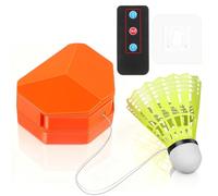 NOLITOY Juego de entrenamiento de rebote portátil de bádminton con control remoto y volante de nailon, ayuda de entrenamiento de bádminton eléctrico para un solo jugador con velocidad y ángulo para