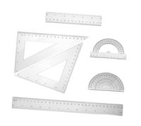 NOLITOY Juego De Geometría Matemática 6 Piezas Transparente 15° y 30° Transportador Escuadra Regla Rígida Multifuncional para Dibujo y Medición Escolar y Oficina