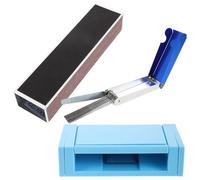 NOLITOY Juego de Herramientas para Reparación de Guitarra Eléctrica 3 Piezas con Estuche Nivelador y Lima para Cejuela y Puente Palanca de Aluminio 15 CM Azul Mantenimiento Profesional