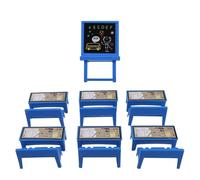 NOLITOY Juego de Muebles en Miniatura para Casa de Muñecas 13 Piezas Azul Mesa Silla y Pizarra para Accesorios Seguros y Duraderos para Juego Educativo y Creativo