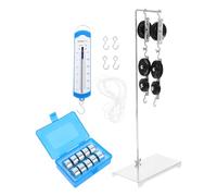 NOLITOY Juego de Poleas Didáctico para Física Soporte de Base Galvanizada Dinamómetro de Fuerza 5 Newton Conjunto de 10 Pesas de 50g Kit Experimental para Enseñanza y Aprendizaje