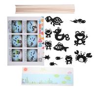 NOLITOY Juego Multifuncional de Materiales Didácticos para Jardín de Infantes, Marioneta de Sombras Tradicional China Negra, Pegatinas para Aprendizaje Interactivo y Teatro Creativo