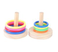 NOLITOY Juguetes Educativos para Loros 2 Juegos de Anillos de Madera Interactivos Tamaño S y L Colores Aleatorios, Juguetes Intelectuales para Pájaros, Suministros para Color Aleatorio