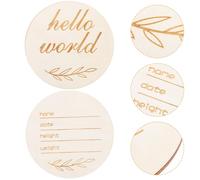 NOLITOY Letreros de Madera para Recién Nacido 2 Piezas, Placa Texto Bienvenido al Mundo y Cartel Manuscrito, Señal para Anunciar Nacimiento, Accesorio para Fotos y Obsequio