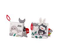 NOLITOY Libros De Tela para Bebés 0-1 Año, Blanco y Negro, 2 Piezas (océano Bosque), Juguetes Sensoriales para Baño, Desarrollo Visual y Táctil, Seguro y Suave para Recién Nacidos