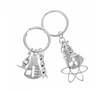 NOLITOY Llavero De Laboratorio Símbolos De Biología Molecular y Microscopio, 2 Piezas Resistentes Para Uso Diario, Obsequio Para Profesionales y Estudiantes De Ciencias