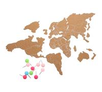 NOLITOY Mapa Del Mundo De Tablero De Corcho Adhesivo, Arte Mural, Mapa De Pared De Madera, 27.55X15.74 Pulgadas, Decoración De Pared Para Hogar, Con 10 Chinchetas Color Aleatorio