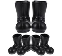 NOLITOY Mini Botas Navideñas de Santa Claus Modelo de Zapatos en Miniatura de Plástico Resistente 3 Pares para Decoración de Casas de Muñecas y Adornos Navideños Pequeños