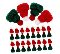 NOLITOY Mini Gorros de Lana para Manualidades 40 Pcs Gorros Navideños Tejidos a Mano Colores Rojo y Verde Tamaño Pequeño Accesorios para Muñecas y Decoración de Botellas de Vino en