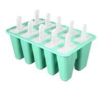 NOLITOY Molde para Hacer Helado de Silicona Verde 10 Cavidades para Polos Caseros Herramienta Práctica para Bricolaje en Cocina Molde Reutilizable para Hielo y Postres Congelados