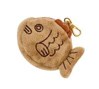 NOLITOY Monedero de Peluche Forma de Pez Taiyaki, Pequeño Bolso para Monedas, Cartera Cierre de Cremallera, Accesorio para Mujer, Adecuado para Uso Diario, Color Marrón