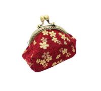 NOLITOY Monedero Vintage para Mujer con Estampado de Diseño de Cerezo en Poliéster Rojo, Capacidad Moderada para Monedas y Almacenamiento de Pequeños Objetos, Adecuado para Citas
