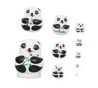 NOLITOY Muñecas Rusas de Madera 10 Capas en Forma de Panda, Juguete Apilable Seguro, Decoración Artística para Hogar y Fiesta, Muñeca Matrioska Pintada a Mano