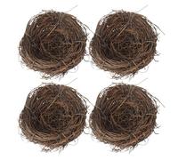 NOLITOY Nido de Pájaro Artificial Tejido de Ratán 10 Cm, Decoración Creativa Rústica para Jardín y Accesorios de Jaulas, Set de 4 Unidades, Modelo Simulado para Decoración Festiva