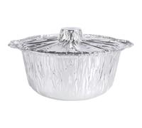 NOLITOY Olla de Papel de Aluminio Portátil 5300 Ml Tapa, Bandeja Redonda para Barbacoa y Picnic, Resistente a Altas Temperaturas, Apta para Horno y Refrigerador, Recipientes de Hojalata