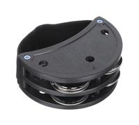 NOLITOY Pandereta de Metálica Pequeña con Doble de Cascabeles Diseño Media Luna Ergonómico Instrumento de Percusión para Entrenamiento de Ritmo