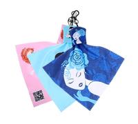 NOLITOY Paños de Limpieza para Gafas con Mosquetón y Bolsa, 3 Piezas de Paño de Microfibra con Estampados Adorables para Limpieza sin Rayas en Casa y Viajes