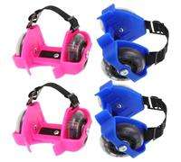 NOLITOY Patines para Ajustables Ruedas Luminosas Led, Zapatillas de Patinaje Deportivas de PVC para Exteriores, 2 Pares (Azul y Rosa) Ideales para Entrenamiento y Diversión