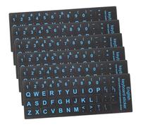 NOLITOY Pegatinas para Teclado de Ordenador Portátil y Pc, Autoadhesivas y Resistentes al Desgaste, Superficie Esmerilada, Color Negro Letras Azules, Paquete de 6 Unidades, Accesorio