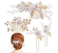 NOLITOY Peine Inserción de Perla Peinetas Laterales Flores para Novia Peineta Lateral para Mujer Horquillas Forma Gemas de Imitación Accesorios Cabello de Boda