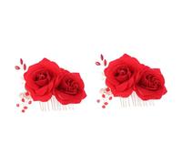 NOLITOY Peine Insertado 2pcs Peinetas Laterales De Flores Decoración De Rosas y Diamantes Ideal Para Mujeres Damas y Niñas