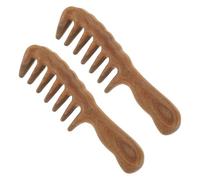 NOLITOY Peines de Madera de Sándalo 2 Piezas Peine de Dientes Anchos para Masaje del Cuero Cabelludo Adecuado para Cabello Rizado Grueso y Mojado Cepillo Desenredante Ergonómico para