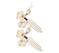 NOLITOY Peinetas Laterales Retro de Loto Metálicas 2 Pcs Horquillas Vintage Chinas Peine Integrado Accesorio Tradicional Cabello Estilo Antiguo Hanfu Adecuado para Eventos y Uso Diario