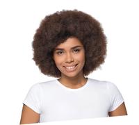 NOLITOY Peluca Afro Rizada para Mujer Sintética y Corta con Rizos Esponjosos Naturales Cómoda y Transpirable para Cosplay Fiestas de Disfraces y Uso Diario Color Marrón Oscuro