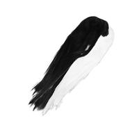 NOLITOY Peluca Sintética Larga Bicolor Negro y Blanco Peluca Recta Resistente Para Maquillaje y Fiesta Cómoda y Transpirable Estilo Degradado Hecha Mano