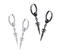 NOLITOY Pendientes Clip de Oreja Estilo Hip Hop para Hombre y Mujer, 4 Piezas, Metal Negro, Ligeros y Cómodos para Uso Diario y Regalos de Cumpleaños