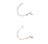 NOLITOY Pendientes Colgantes Punk para Nariz Cadena y Borlas Rombo 2 Piezas Dorado y Plateado Pinza Nasal sin Perforación para Fiesta y Uso Diario