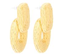 NOLITOY Pendientes Colgantes Tejidos de Rafia Natural, Pendientes Geométricos Redondos Hechos a Mano, Ligeros para Mujer, Estilo Boho Hippie, Uso Diario y Fiesta, Color Amarillo,