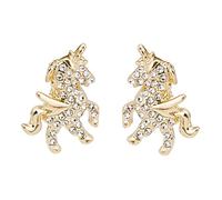 NOLITOY Pendientes de Moda Unicornio Incrustaciones de Gemas en Plata 925, Pendientes Creativos para Mujer, Joyas Elegantes para Fiestas y Uso Diario, Diseño Delicado y Ligero