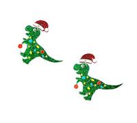 NOLITOY Pendientes Navideños Colgantes de Dinosaurio Diseño de Árbol de Navidad Luces de Neón y Campanas Accesorios Coloridos para Mujer en Fiestas y Celebraciones