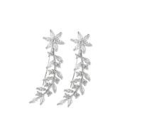 NOLITOY Pendientes Trepadores de Circonita con Diseño Floral Platino Ligeros y Cómodos para Bodas y Fiestas Joyería Minimalista para Mujer