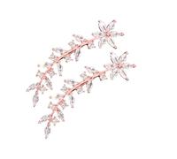 NOLITOY Pendientes Trepadores de Oreja Flor con Incrustaciones de Circonita, Estilo Europeo, Metal Rosa Dorado, para Mujer, Boda y Uso Diario, Diseño Ligero y Elegante, Talla Única